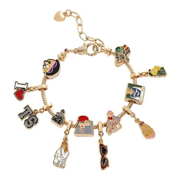Taylor Swift Lover Gold Tone Snake Style Charm Bracelet - Picture 1 of 9